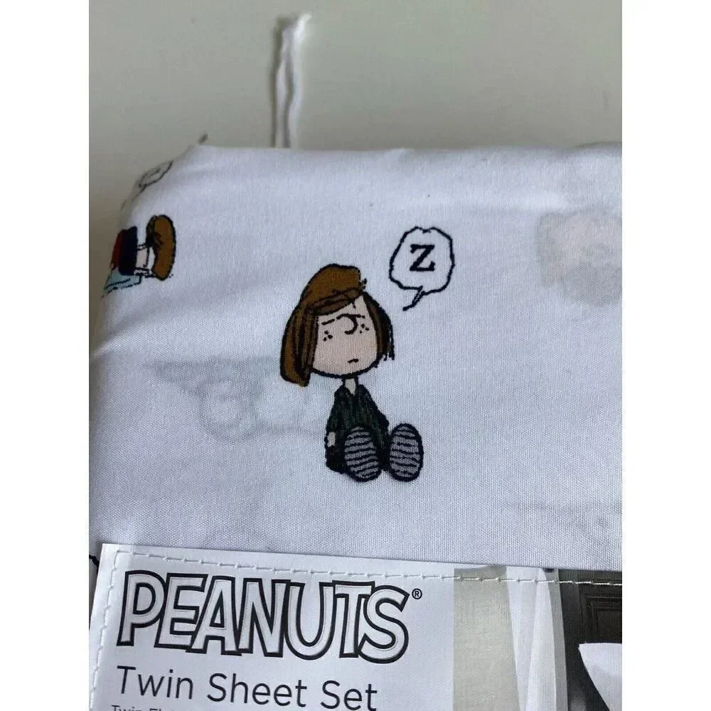 Peanuts Snoopy Woodstock Charlie Brown Linus‎ Sally TWIN Size Soft Sheet Set NEW